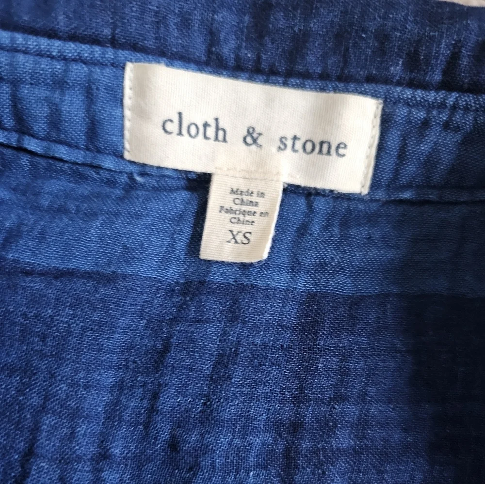 Anthropologie Cloth & stone xs Blue flannel Plaid Button-Up Shirt - Picture 4 of 5